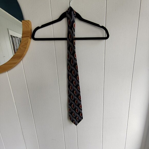 Silk Mens Tie by Countess Mara in geometric pattern in Blue, Red, Grey, Cream - Picture 4 of 7